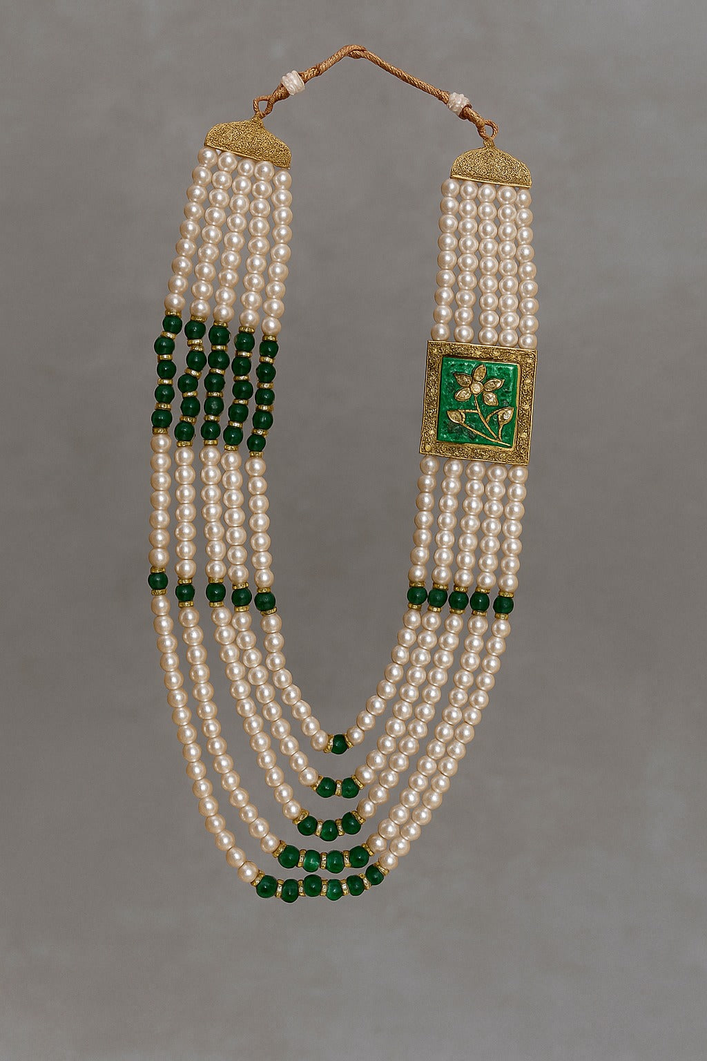 Rani Haar (Pearl and Emerald Beaded Necklace)