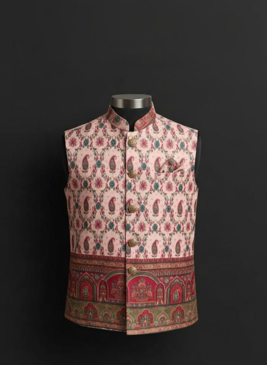 Elegance with regal printed nehru jacket – Crafted Just for You