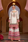 Elegant Off-White Floral Embroidered Sharara Suit for Women