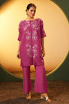 Bold Fuchsia Embroidered Tunic Set