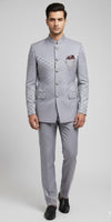 Elegant Grey Jodhpuri Suit -Crafted Just for You.