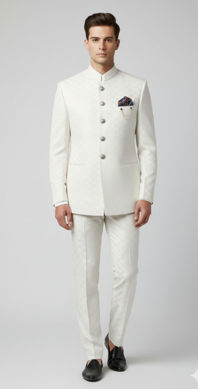 Elegant White Jodhpuri Suit -Crafted Just for You.