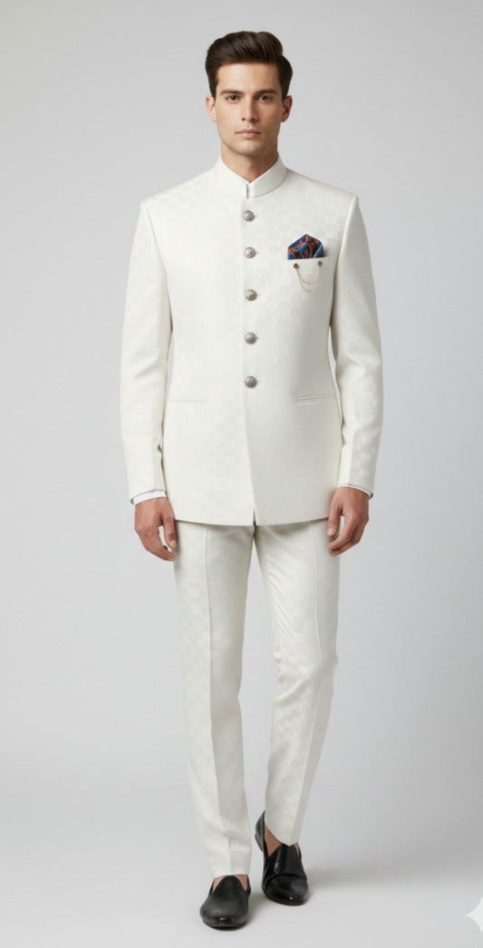 Elegant White Jodhpuri Suit -Crafted Just for You.