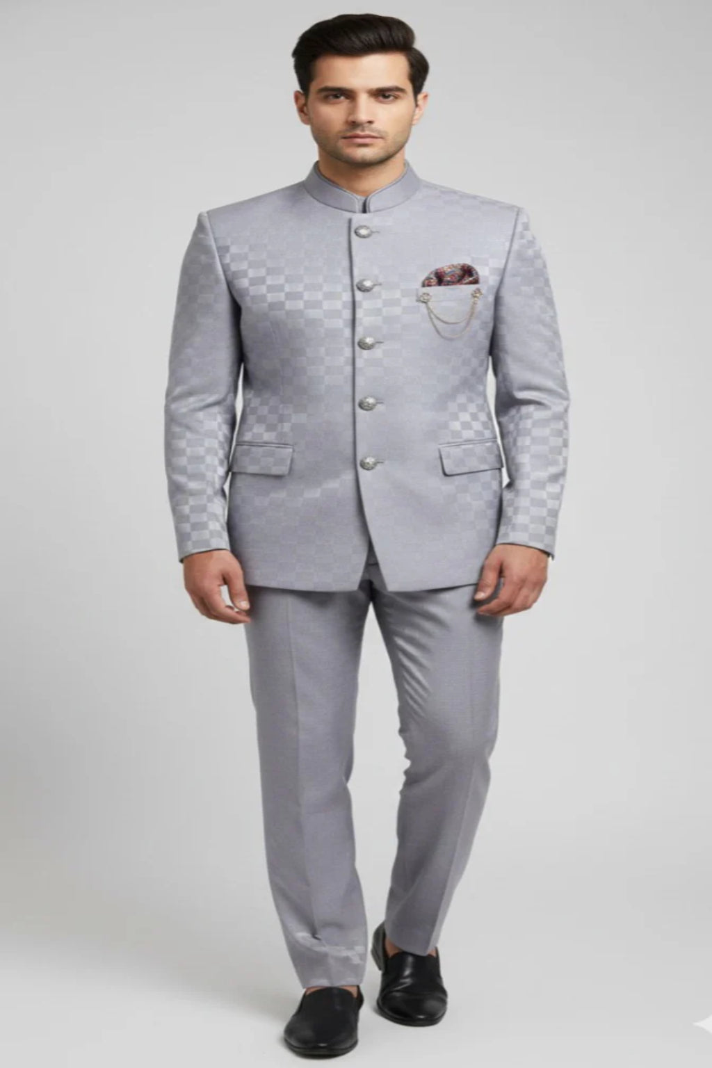 Elegant Grey Jodhpuri Suit -Crafted Just for You.
