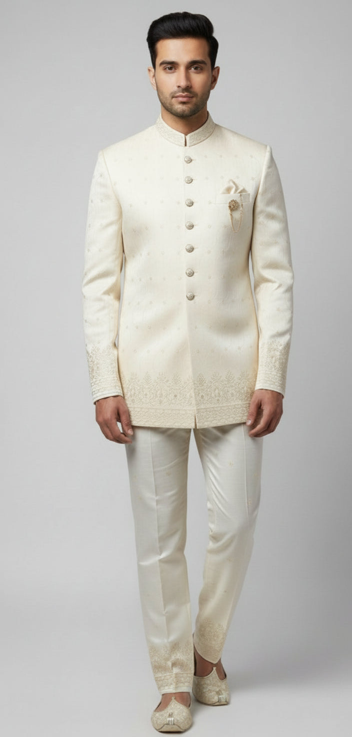 Elegant White Jodhpuri Suit -Crafted Just for You.