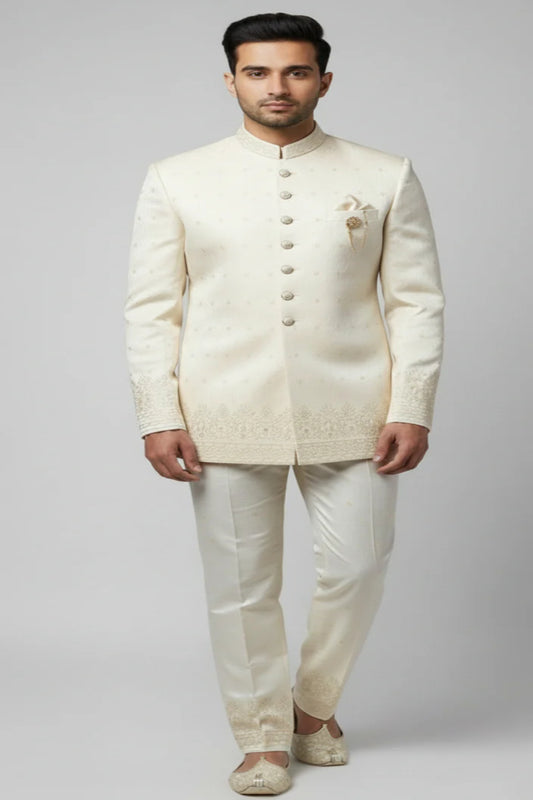 Elegant White Jodhpuri Suit -Crafted Just for You.