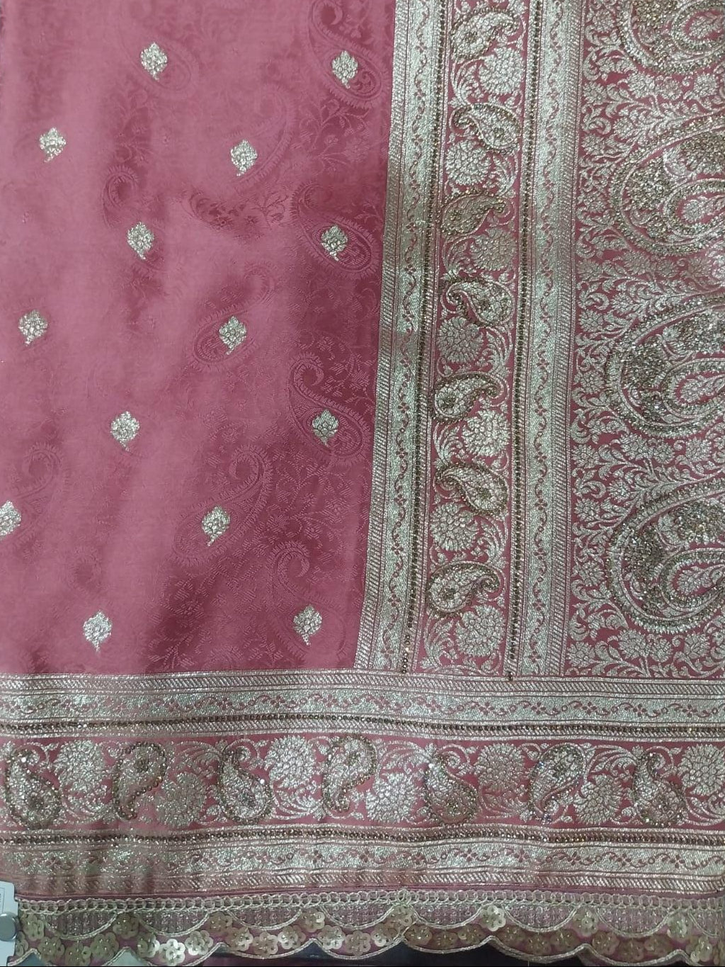 Rose Pink Banarasi Silk Saree with Rich Zari Border