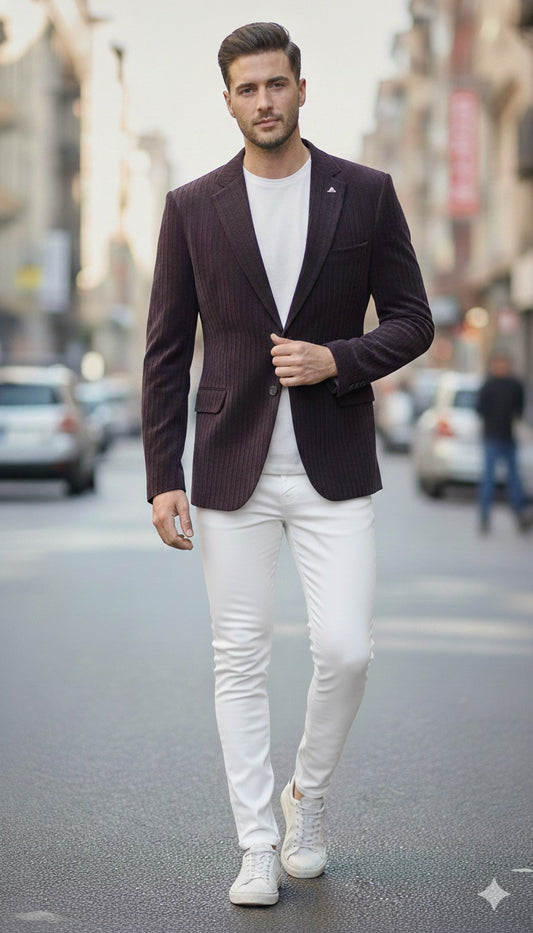 Royal Wine Textured Luxury Men’s Blazer