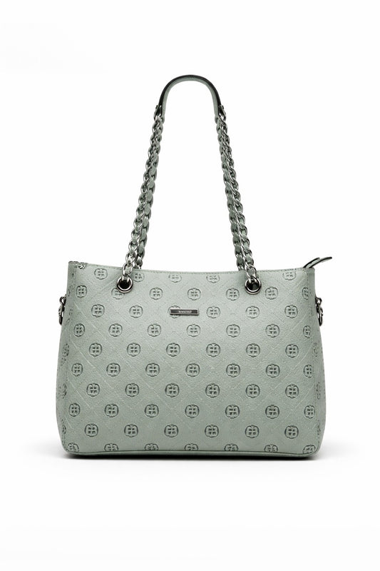 Premium PU Leather Mint Green Embossed Chain Handle Handbag