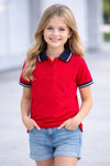 Girls Red School Uniform Polo T-Shirt