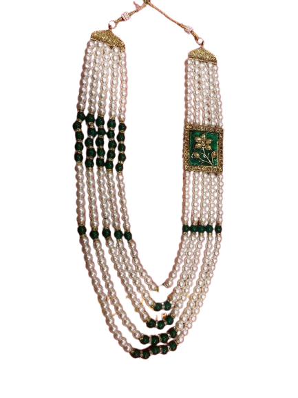 Rani Haar (Pearl and Emerald Beaded Necklace)