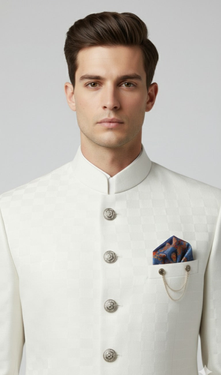 Elegant White Jodhpuri Suit -Crafted Just for You.