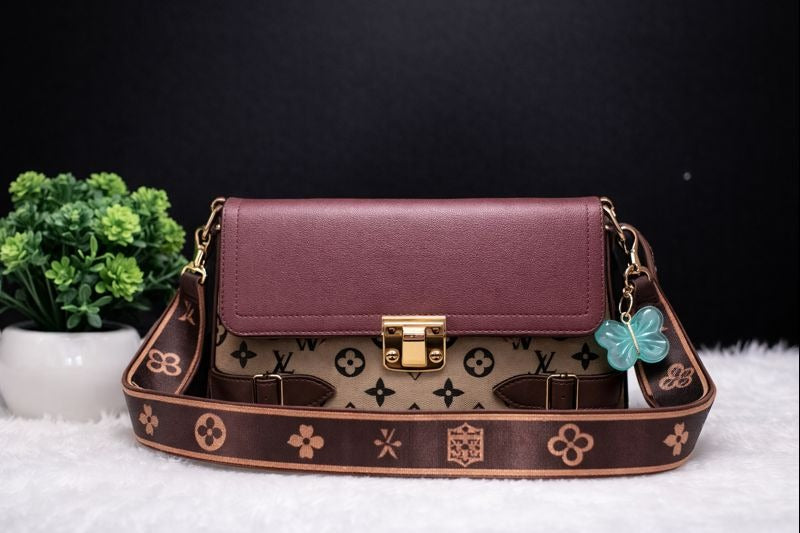 Premium PU Leather Mint Green Monogram Printed Sling Handbag