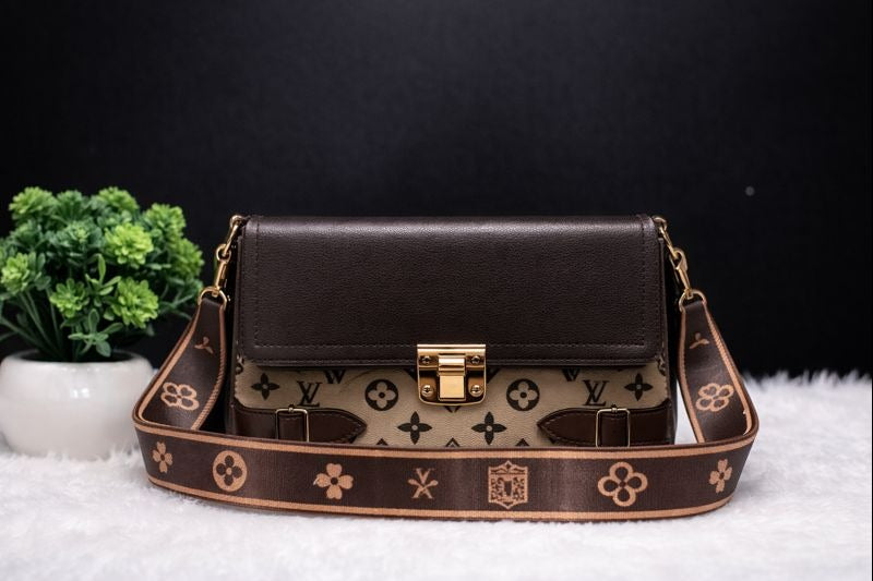 Premium PU Leather Mint Green Monogram Printed Sling Handbag