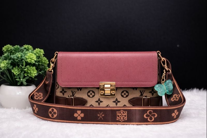 Premium PU Leather Mint Green Monogram Printed Sling Handbag