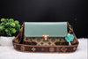 Premium PU Leather Mint Green Monogram Printed Sling Handbag