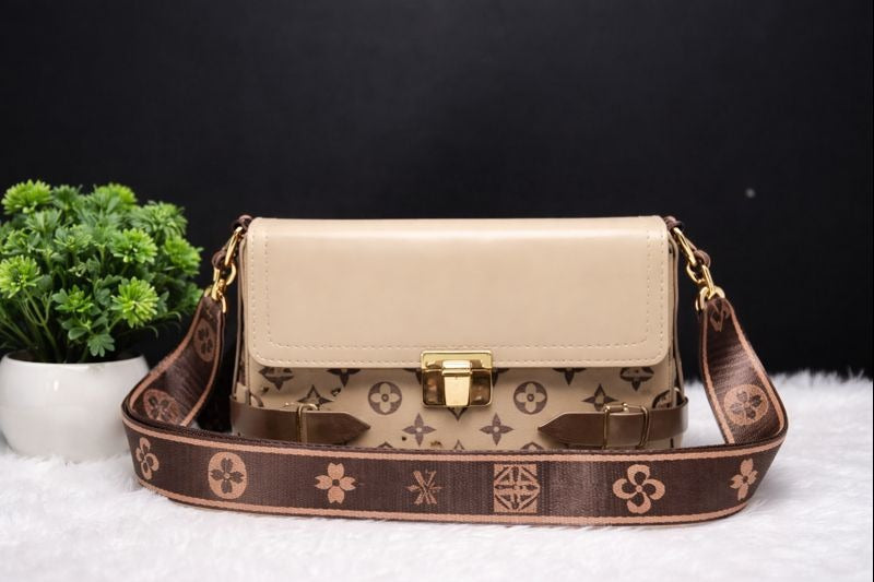 Premium PU Leather Mint Green Monogram Printed Sling Handbag