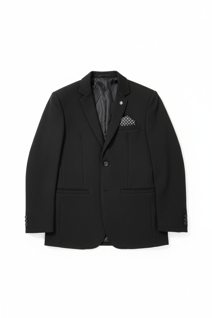Men’s Black Matty Fabric Solid Casual Blazer