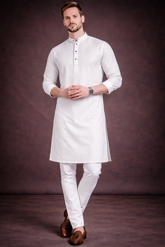 Men’s White Cotton Namazi Kurta Set