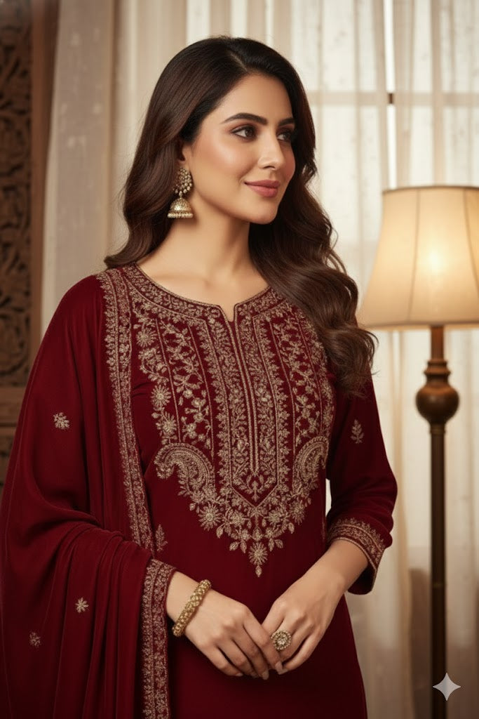“Royal Maroon Designer Suit for Wedding & Celebration”