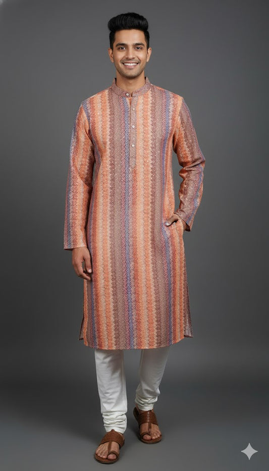 Premium Multicolor Striped Festive Kurta for Men